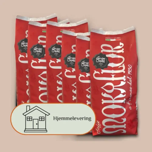 Kaffeklip, 6 kg Mokaflor Gran Crema espressobønner inkl. 3 x forsendelse helt hjem til din bopæl.